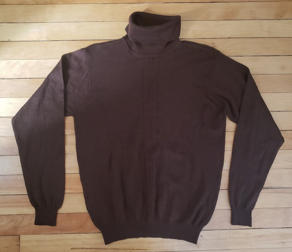 Vtg Talbots Womens Med Turtleneck Sweater Brown Wool Silk Cashmere Hong Kong